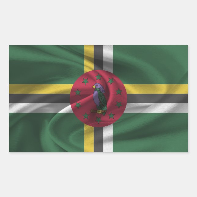 Pegatina Rectangular Bandera de Dominica (Anverso)
