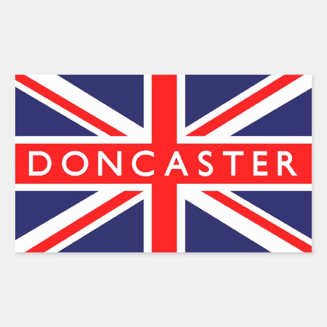 Pegatina Rectangular Bandera de Doncaster UK (Anverso)