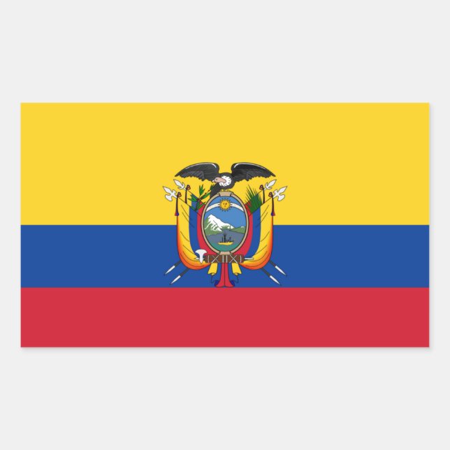 Pegatina Rectangular Bandera de Ecuador (Anverso)