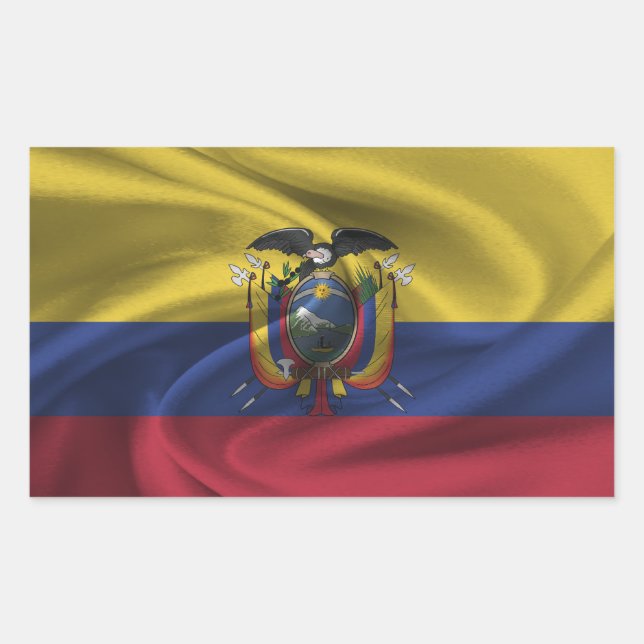 Pegatina Rectangular Bandera de Ecuador (Anverso)