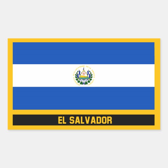 Pegatina Rectangular Bandera de El Salvador (Anverso)