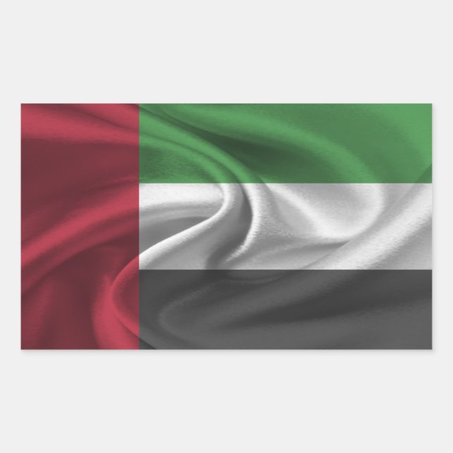Pegatina Rectangular Bandera de Emiratos Árabes Unidos (Anverso)