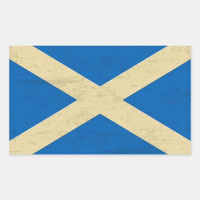 Pegatina Rectangular Bandera de Escocia Grungy (Anverso)