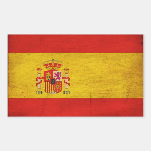 Pegatina Rectangular Bandera de España (Anverso)
