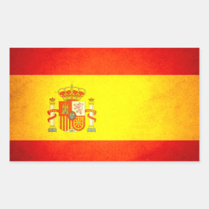 Pegatina Rectangular Bandera de España besada por el sol