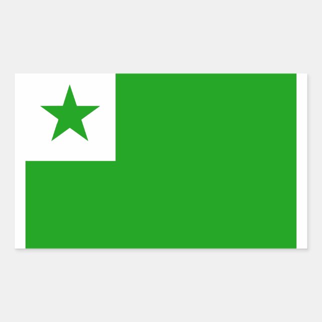 Pegatina Rectangular Bandera de esperanto (Anverso)