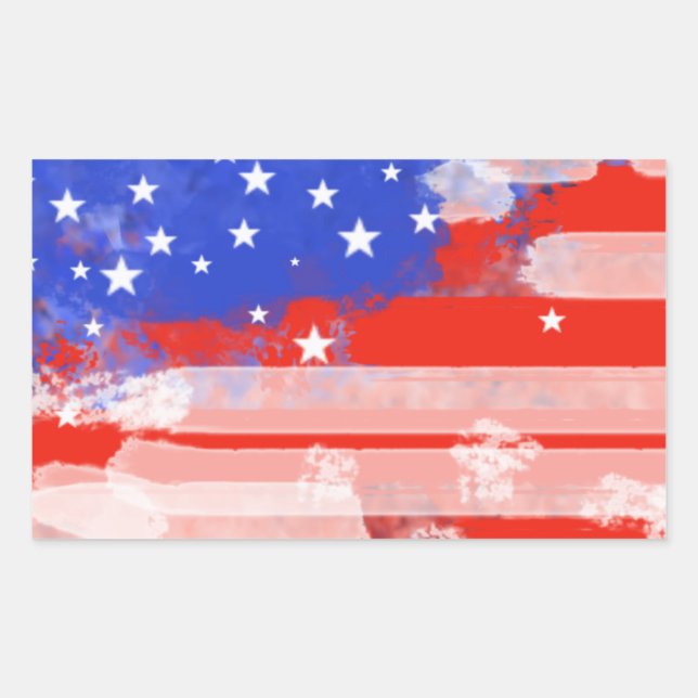 Pegatina Rectangular bandera de Estados Unidos (Anverso)