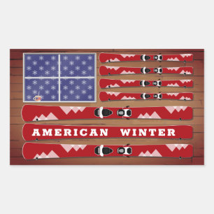 Pegatina Rectangular Bandera de Estados Unidos con paredes de madera