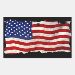Pegatina Rectangular Bandera de Estados Unidos Patriótica Grunge con sa
