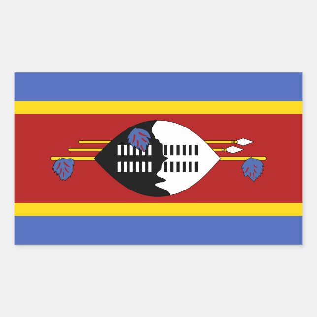 Pegatina Rectangular Bandera de Eswatini (Anverso)