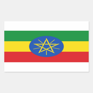 Pegatina Rectangular Bandera de Etiopía
