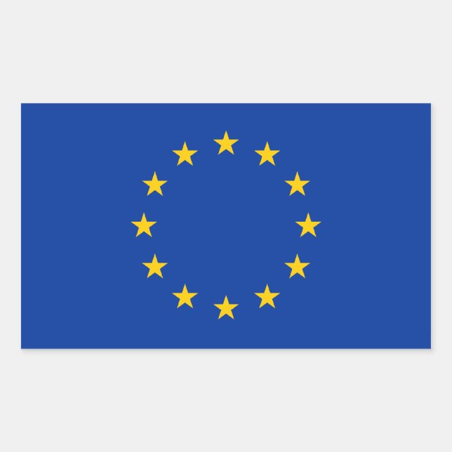Pegatina Rectangular Bandera de Europa/Unión Europea (Anverso)