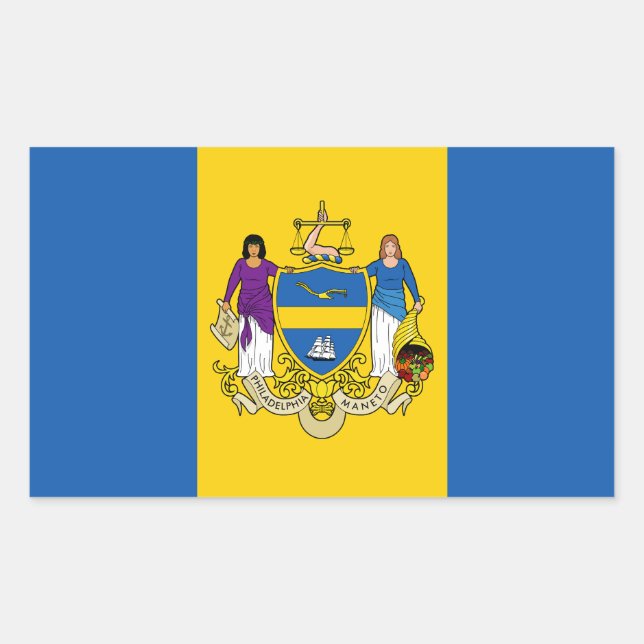 Pegatina Rectangular Bandera de Filadelfia, Pensilvania (Anverso)