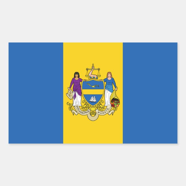 Pegatina Rectangular Bandera de Filadelfia, Rectangular de Pensilvania  (Anverso)