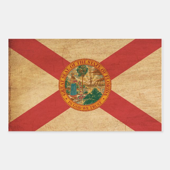 Pegatina Rectangular Bandera de Florida (Anverso)