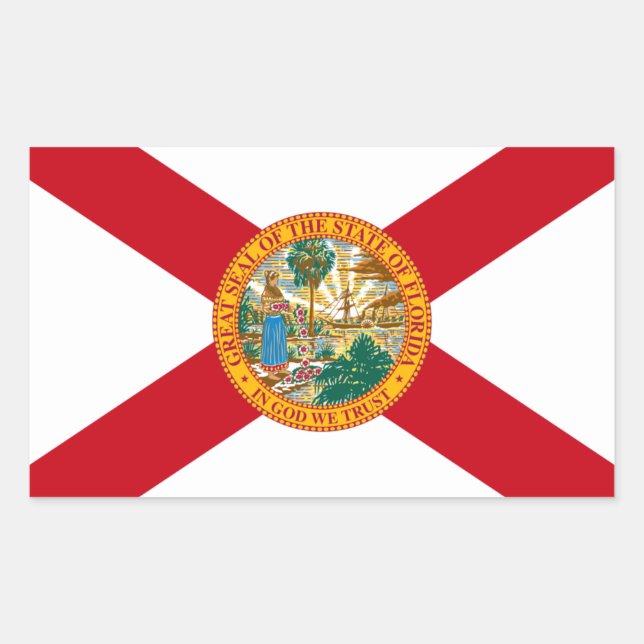 Pegatina Rectangular Bandera de Florida (Anverso)