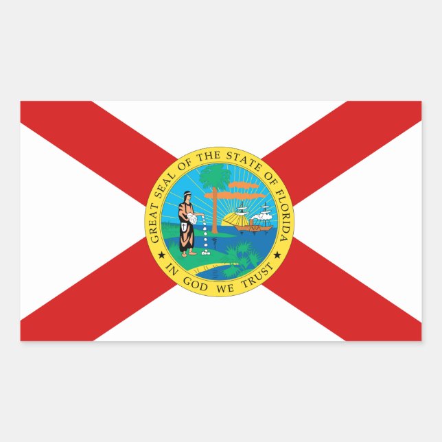 Pegatina Rectangular Bandera de Florida (Anverso)