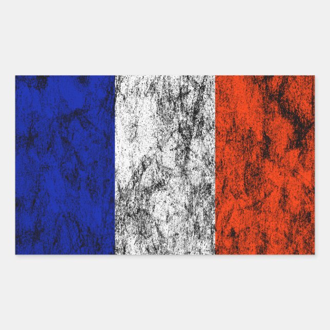Pegatina Rectangular bandera de francia (Anverso)