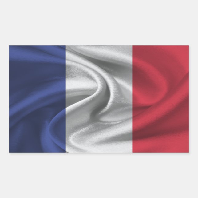 Pegatina Rectangular Bandera de Francia (Anverso)