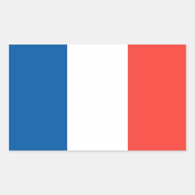 Pegatina Rectangular Bandera de Francia (Anverso)