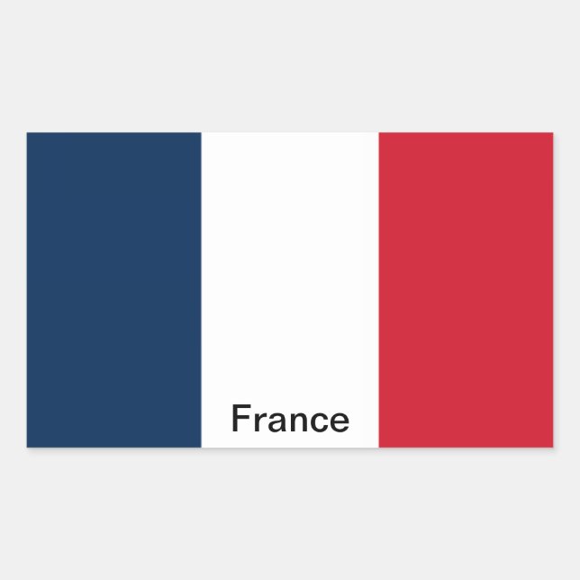 Pegatina Rectangular Bandera de Francia (Anverso)