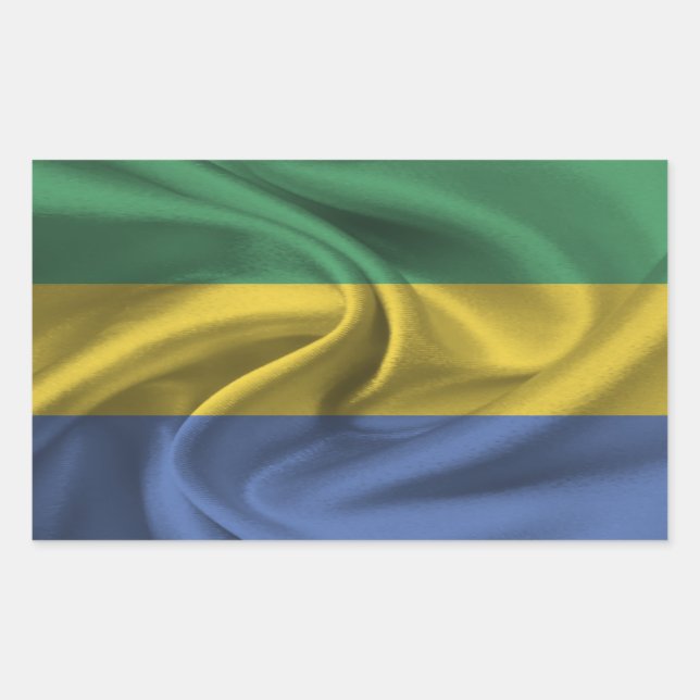 Pegatina Rectangular Bandera de Gabón (Anverso)