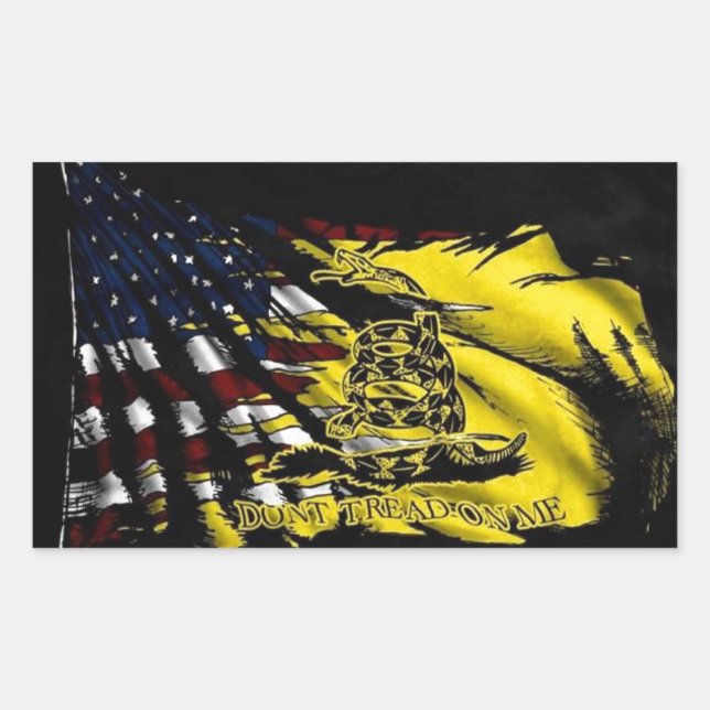 Pegatina Rectangular Bandera De Gadsden - Libertad O Muerte (Anverso)