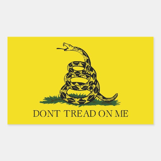 Pegatina Rectangular Bandera de Gadsden - No me toques (Anverso)