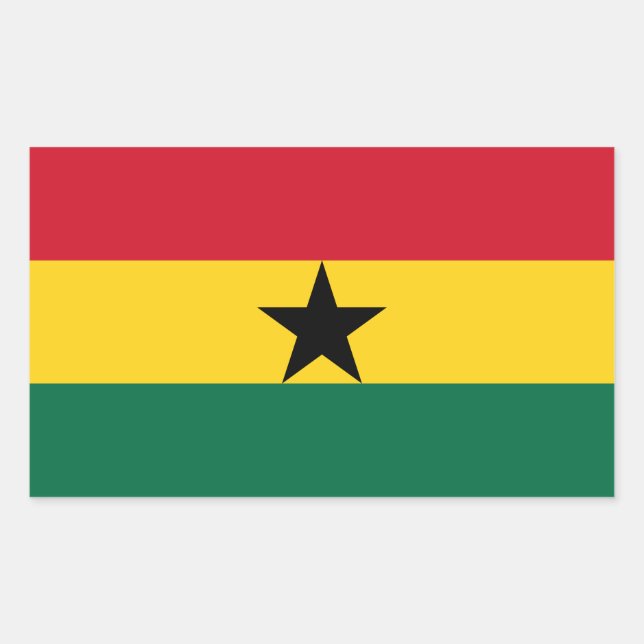 Pegatina Rectangular Bandera de Ghana (Anverso)