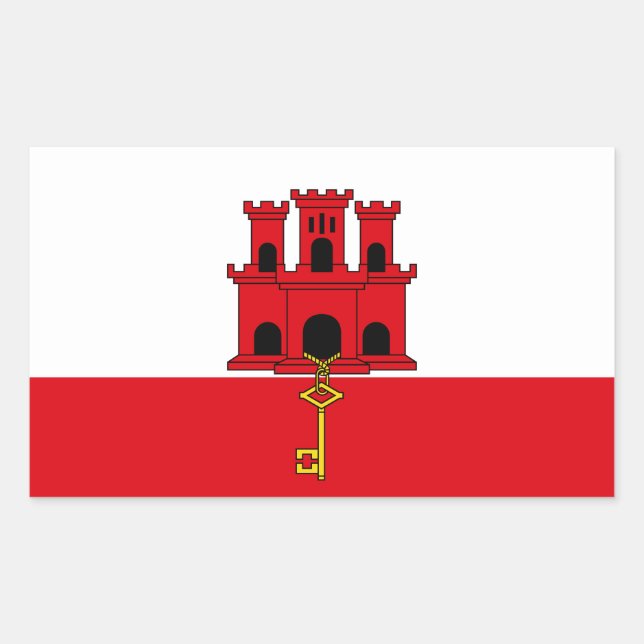 Pegatina Rectangular Bandera de Gibraltar (Anverso)