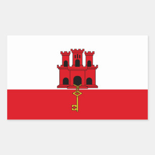 Pegatina Rectangular Bandera de Gibraltar. Reino Unido, ultramar britán