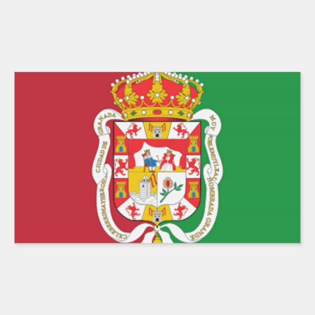 Pegatina Rectangular Bandera de Granada (España) (Anverso)