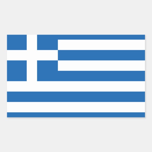 Pegatina Rectangular Bandera de Grecia GR (Anverso)