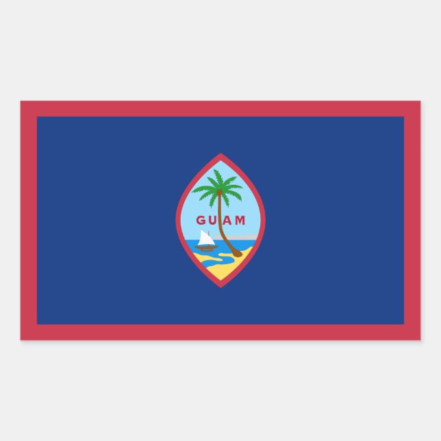Pegatina Rectangular Bandera de Guam (Anverso)
