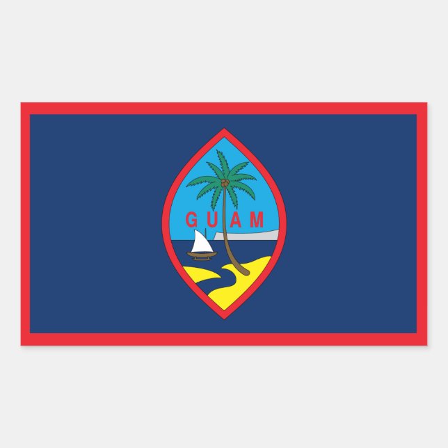 Pegatina Rectangular Bandera de Guam (Anverso)