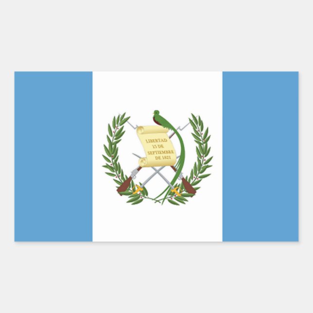 Pegatina Rectangular Bandera de Guatemala - Centroamérica (Anverso)