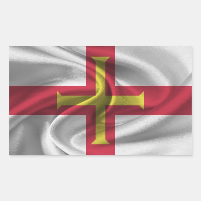 Pegatina Rectangular Bandera de Guernsey (Anverso)