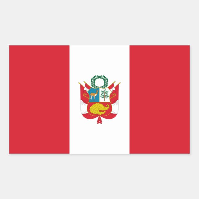 Pegatina Rectangular Bandera de Guerra Perú/Perú (Anverso)