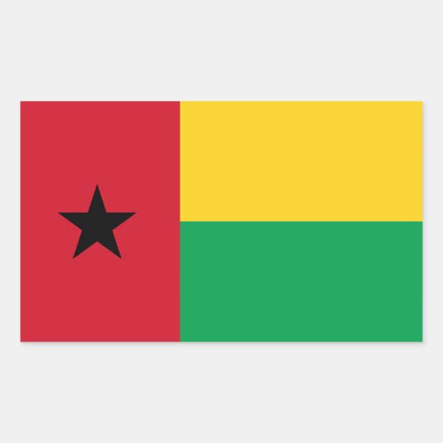 Pegatina Rectangular Bandera de Guinea Bissau (Anverso)
