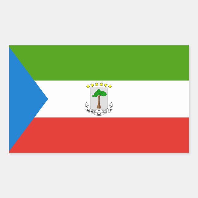 Pegatina Rectangular Bandera de Guinea Ecuatorial (Anverso)
