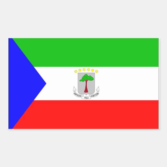 Pegatina Rectangular Bandera de Guinea Ecuatorial (Anverso)