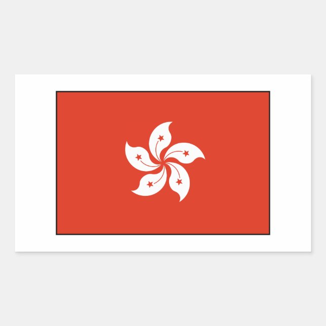 Pegatina Rectangular Bandera de Hong Kong (Anverso)