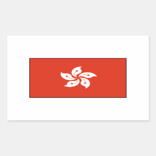 Pegatina Rectangular Bandera de Hong Kong
