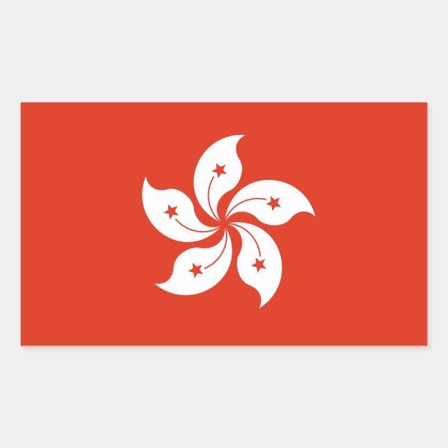 Pegatina Rectangular Bandera de Hong Kong (Anverso)