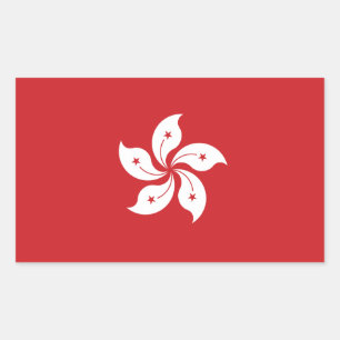 Pegatina Rectangular Bandera de Hong Kong