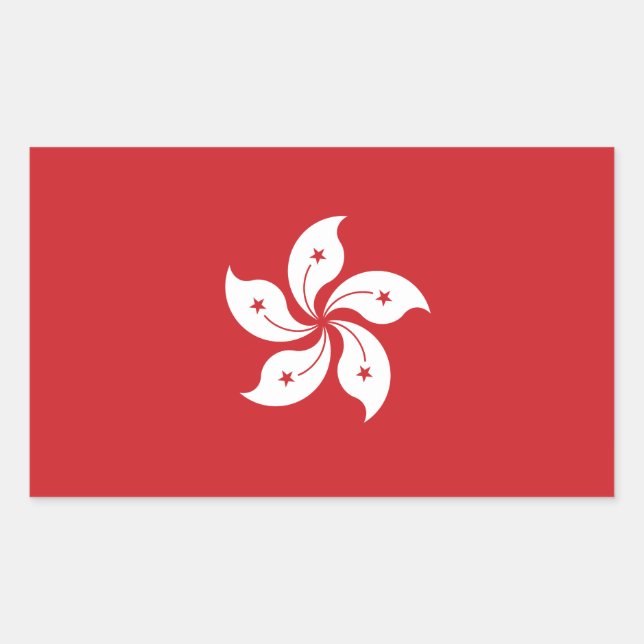 Pegatina Rectangular Bandera de Hong Kong (Anverso)