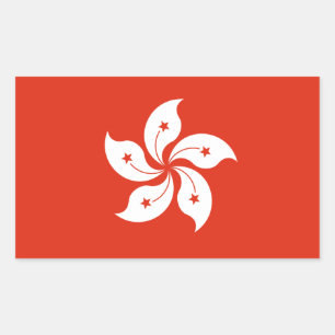 Pegatina Rectangular Bandera de Hong Kong
