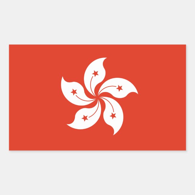 Pegatina Rectangular Bandera de Hong Kong (Anverso)