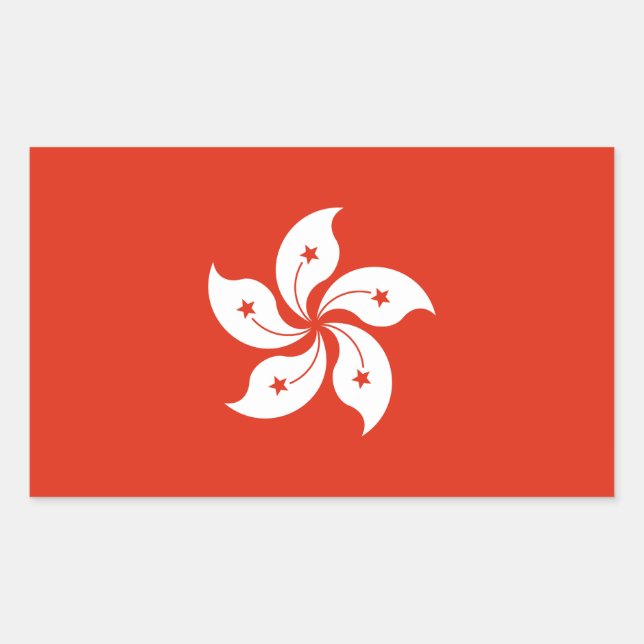 Pegatina Rectangular Bandera de Hong Kong (Anverso)