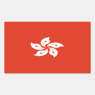 Pegatina Rectangular Bandera de Hong Kong